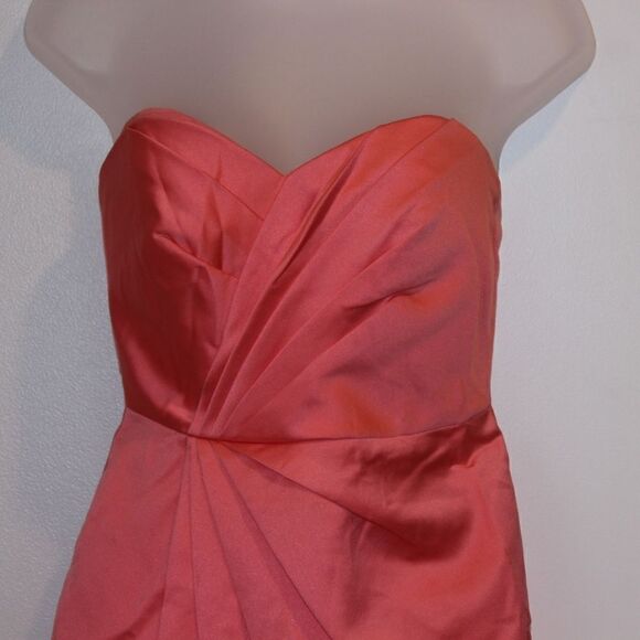 David's Bridal  Silk Orange Strapless Mini Dress Women Size 2 - Picture 2 of 10